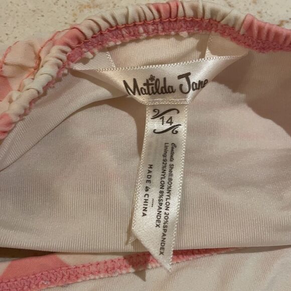 Matilda Jane bikini top with bow mint green and pink SZ 14 - Picture 7 of 7